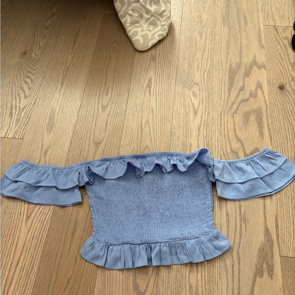 Fashion Nova Textured Blue Knit Top